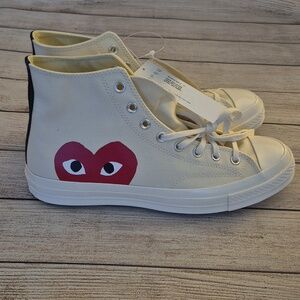 Authentic Comme des Garçons x Converse Chuck 70 High Top - Egret/Red Heart